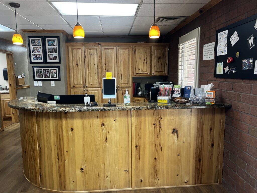 Front desk and reception area at Laurence Palmer, DDS